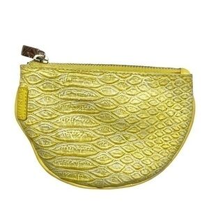 Furla green embossed leather mini coin wallet pouch bag
